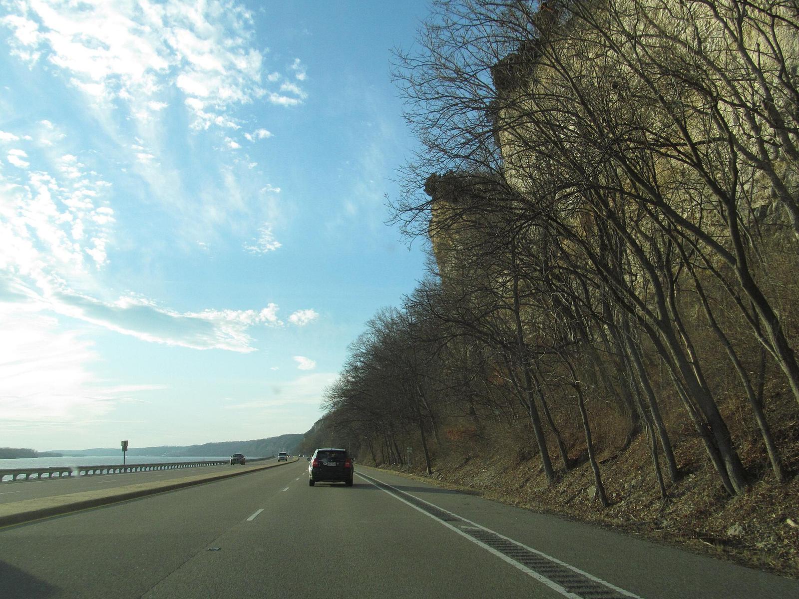 River bluffs on the Illinois side