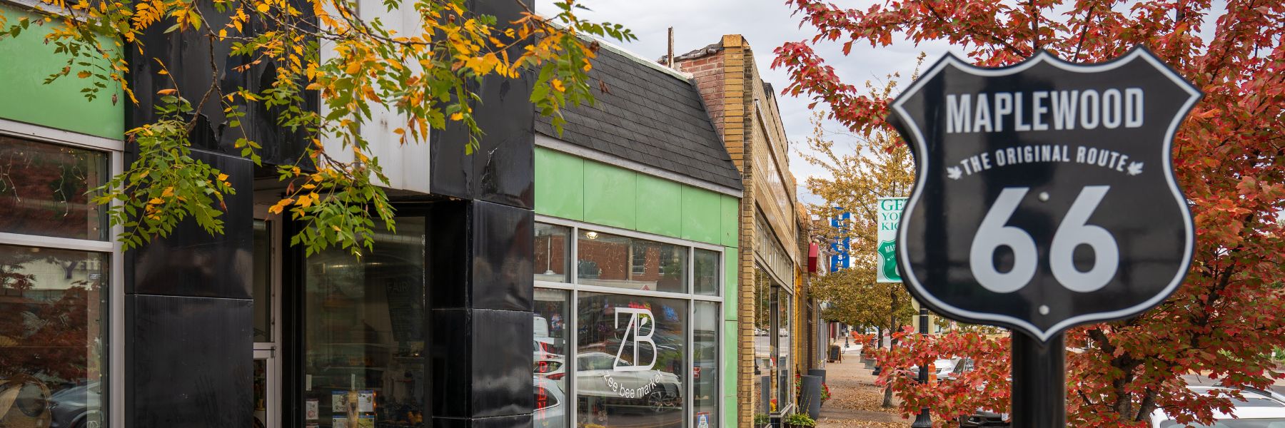 Shops along Manchester Road in Maplewood